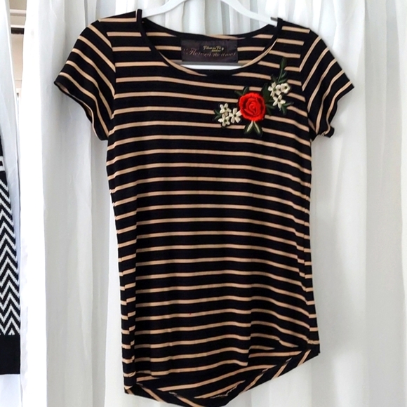 Filhasda FeWear Cap Sleeve Rose Embroidered Shirt Sz S Portugal - Picture 4 of 6